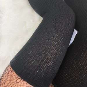 Black Extra Long Thigh High Socks, Over the Knee Hosiery, Chunky Knitted